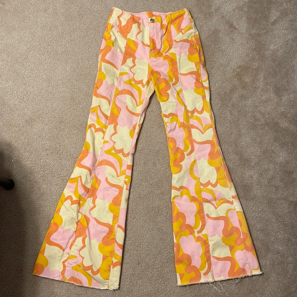 CRVY Wild Honey Printed Flare Jeans
